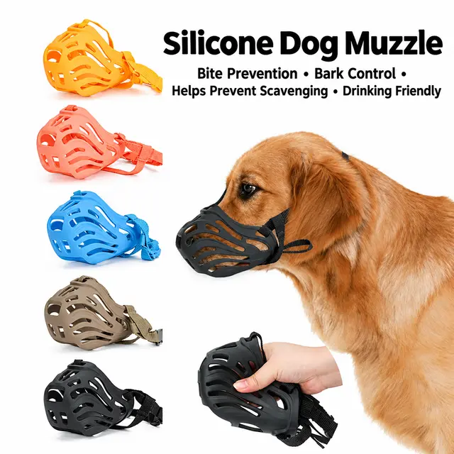 Soft Silicone Dog Muzzle with Adjustable Nylon Straps
