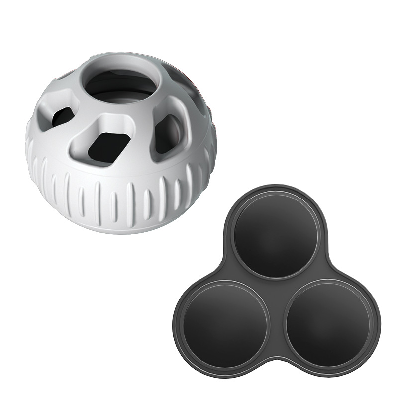 Grey Ball and Black Mold Pet Treat Dispensing Ball and Molding Set - Silicone Dog Chew…