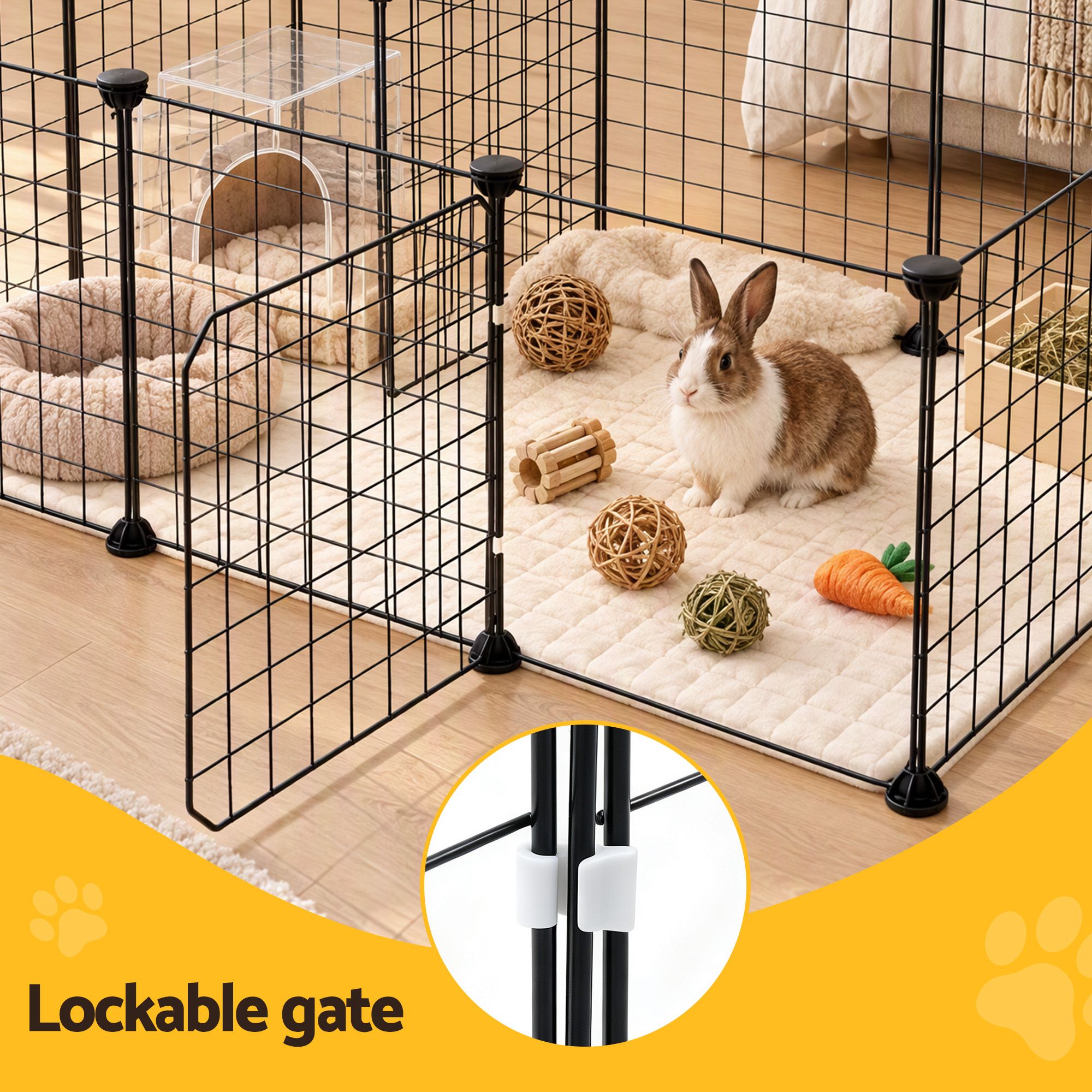 i.Pet Dog Playpen 12 Panels Pet Playpen 35x35cm Iron DIY Enclosure for Small Animals image 8