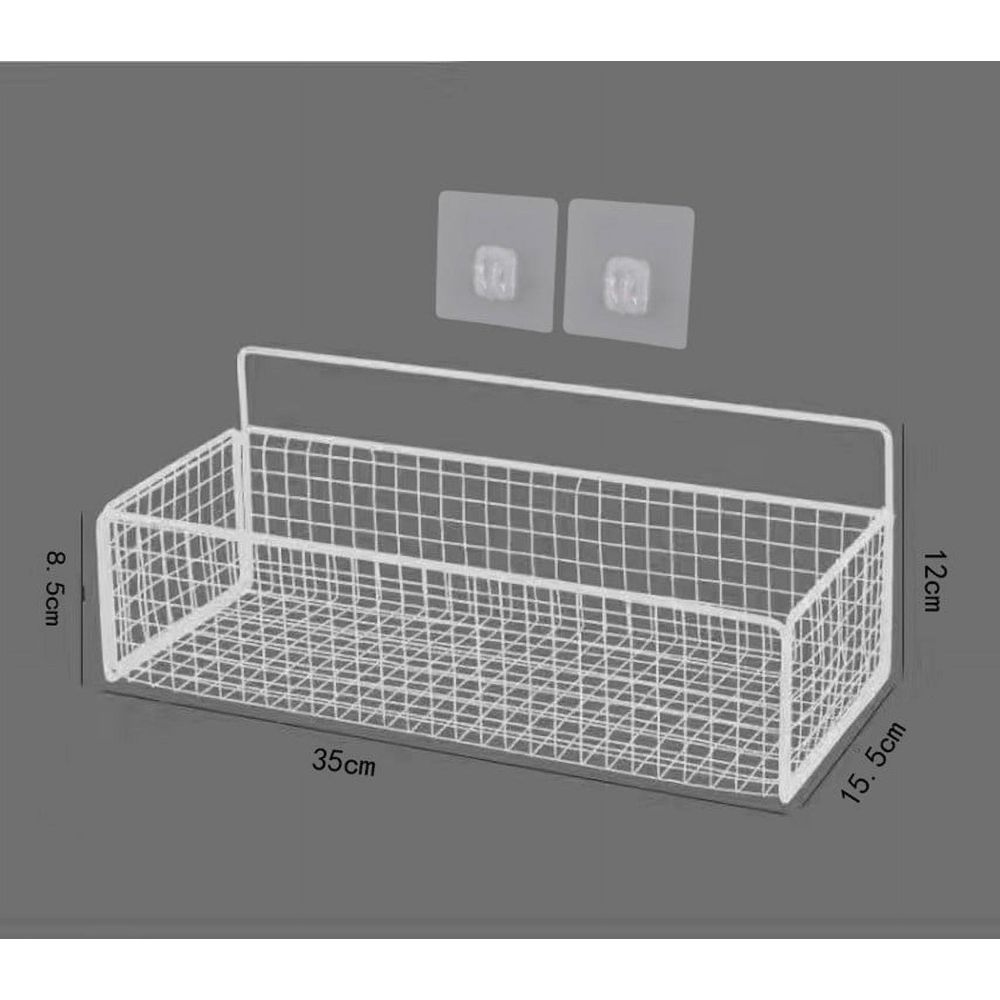 Wire Wall Grid Basket Hanging Display Shelf Metal Grid Panel Accessories, White image 3