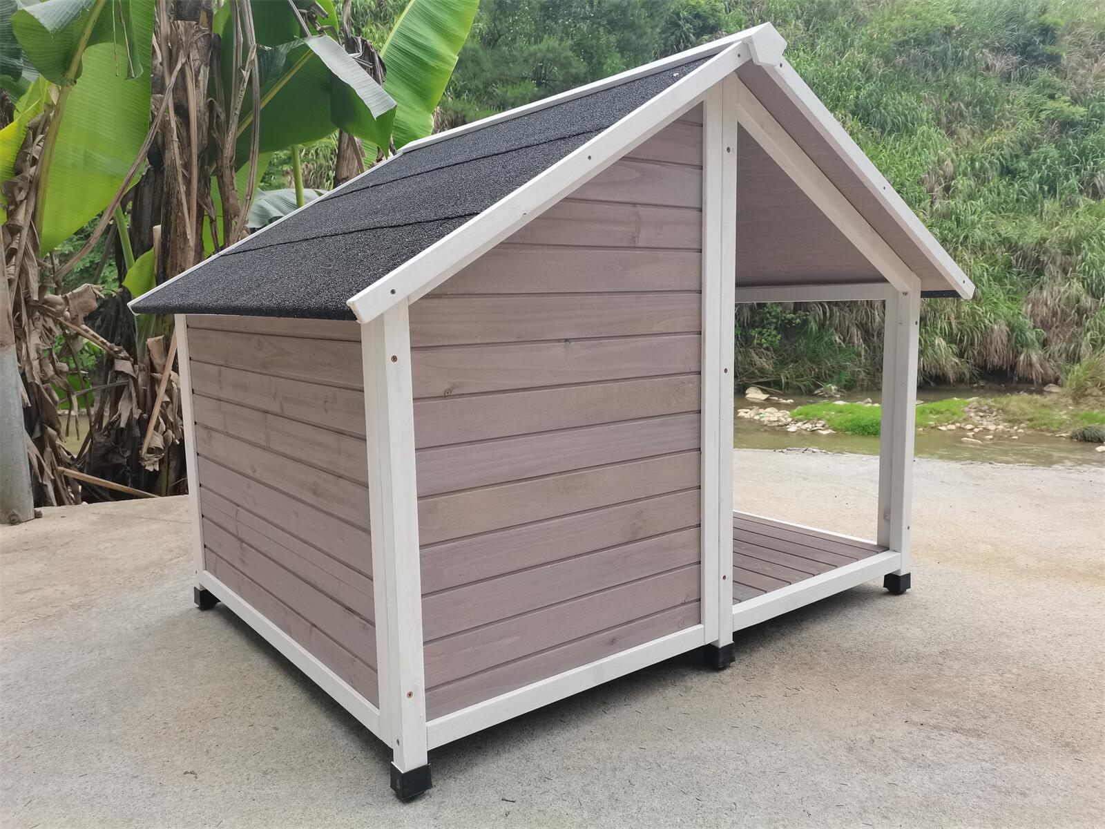 YES4PETS L Timber Pet Dog Kennel House Puppy Wooden Timber Cabin 130x105x100cm Grey image 2