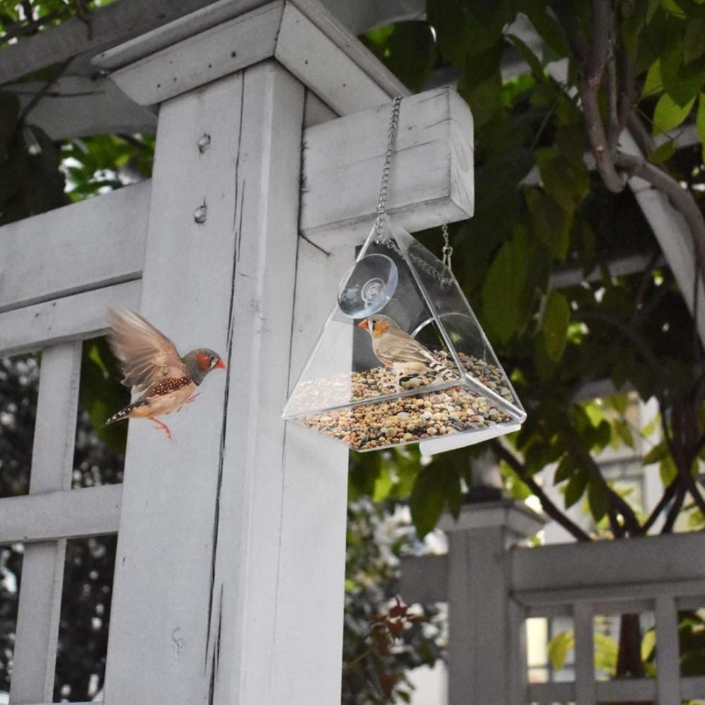 Bird Feeder Clear Acrylic Hanging Wild Bird Feeder Seed Tray for Indoor and Outdoor… image 4