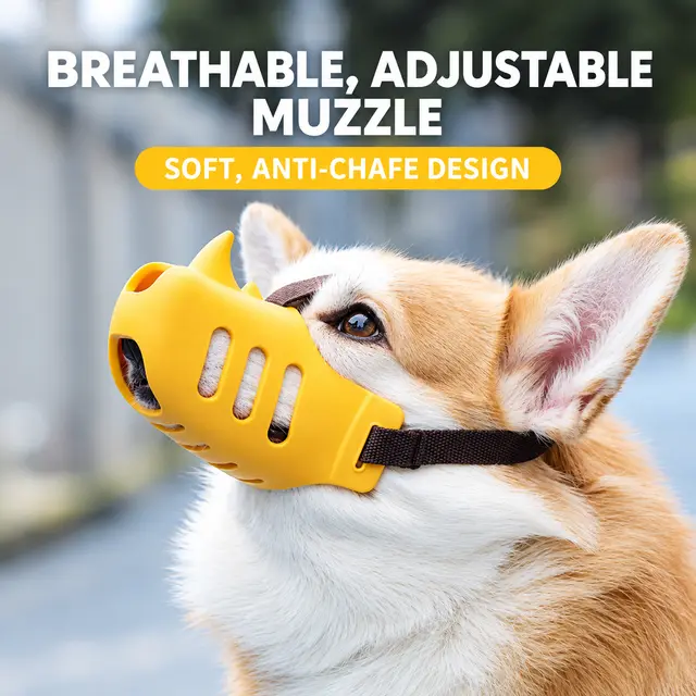 Soft Silicone Rhino Design Dog Muzzle with Adjustable Straps