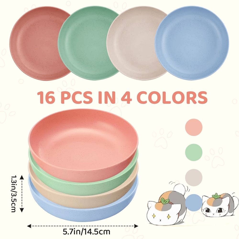 16 Pack Cat Food Bowls Non-Slip Plastic Cat Dishes image 2