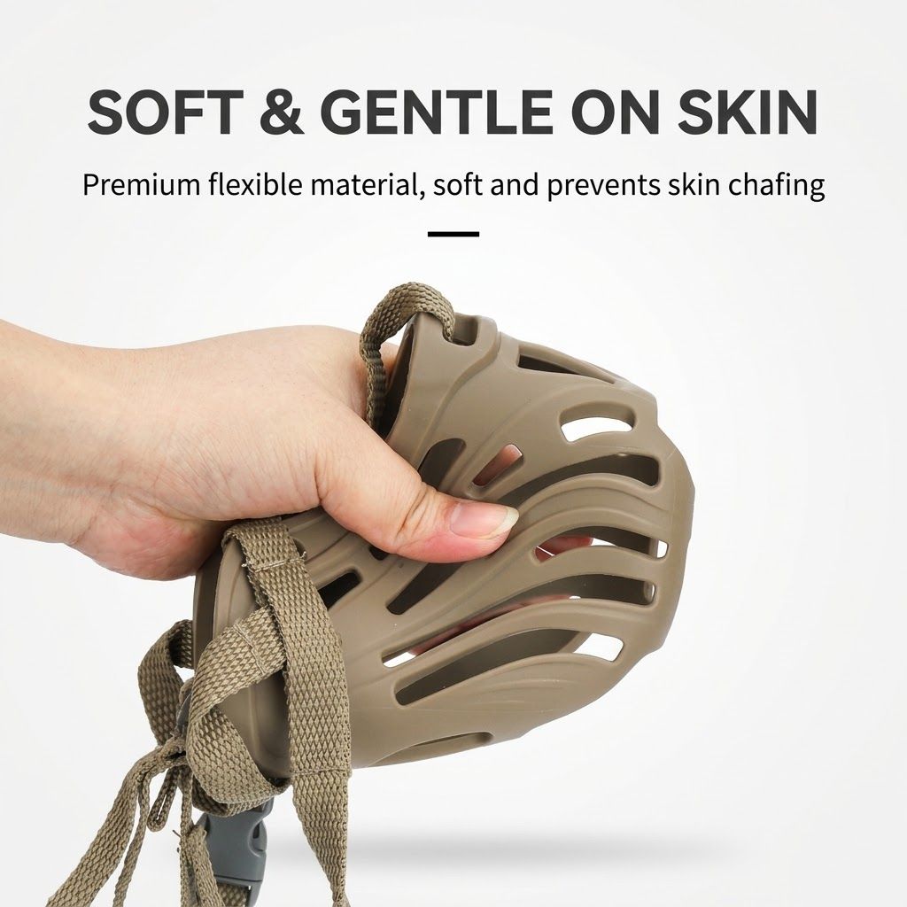Soft Silicone Dog Muzzle with Adjustable Nylon Straps image 5