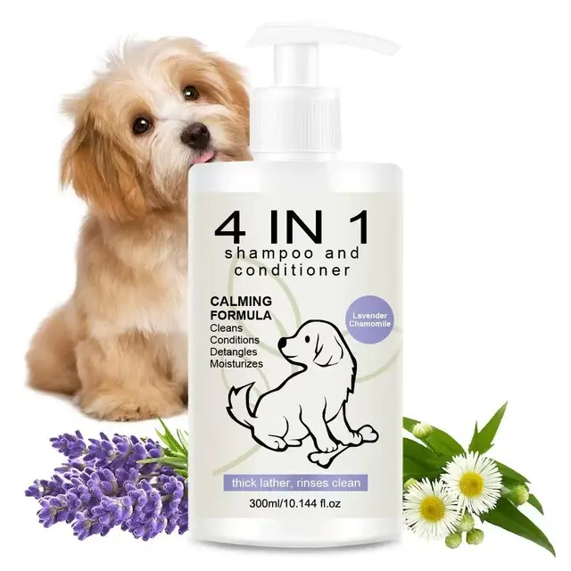 Dog Shampoo Dog Conditioner 4 In 1 Pet Care Calming Dog Shampoo Lavender - White…