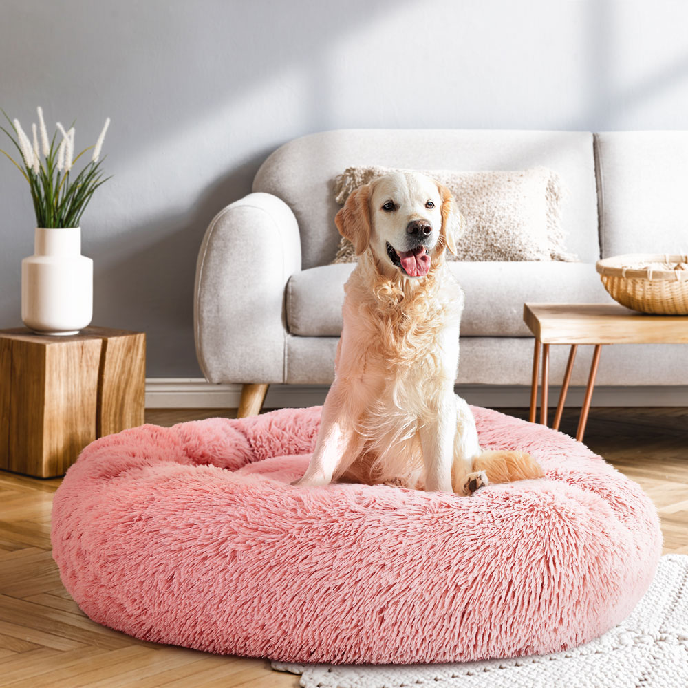 i.Pet Pet Bed Dog Cat 90cm Large Calming Soft Plush Pink image 7