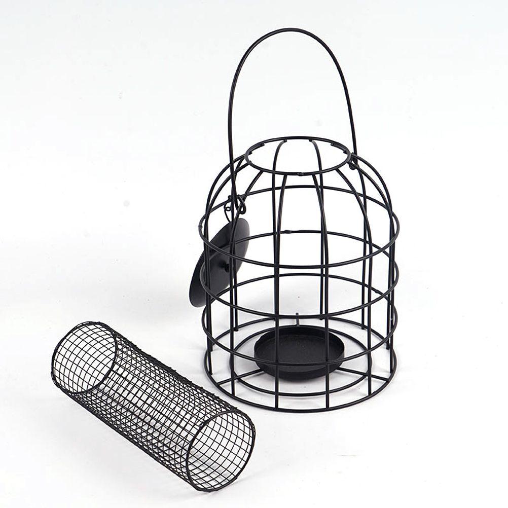 Iron Cage Bird Feeder Metal Bird Food Dispenser Hanging Feeding Column image 3