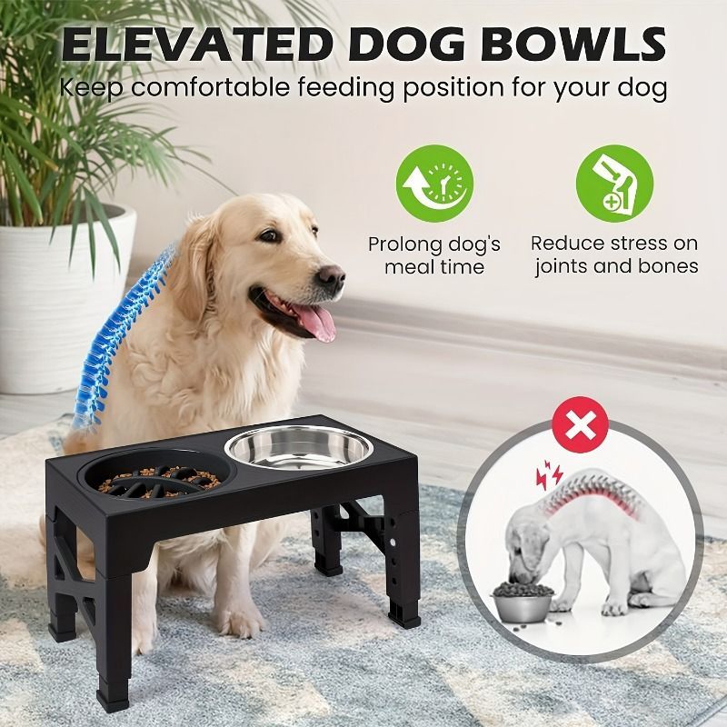 adjustable elevated pet feeder – stainless steel pet bowl image 9