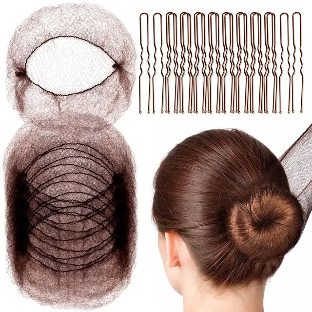 Hair Accessories Set –50PCS Invisible Mesh Hair Nets & 50PCS U Shaped Hair Pins for…