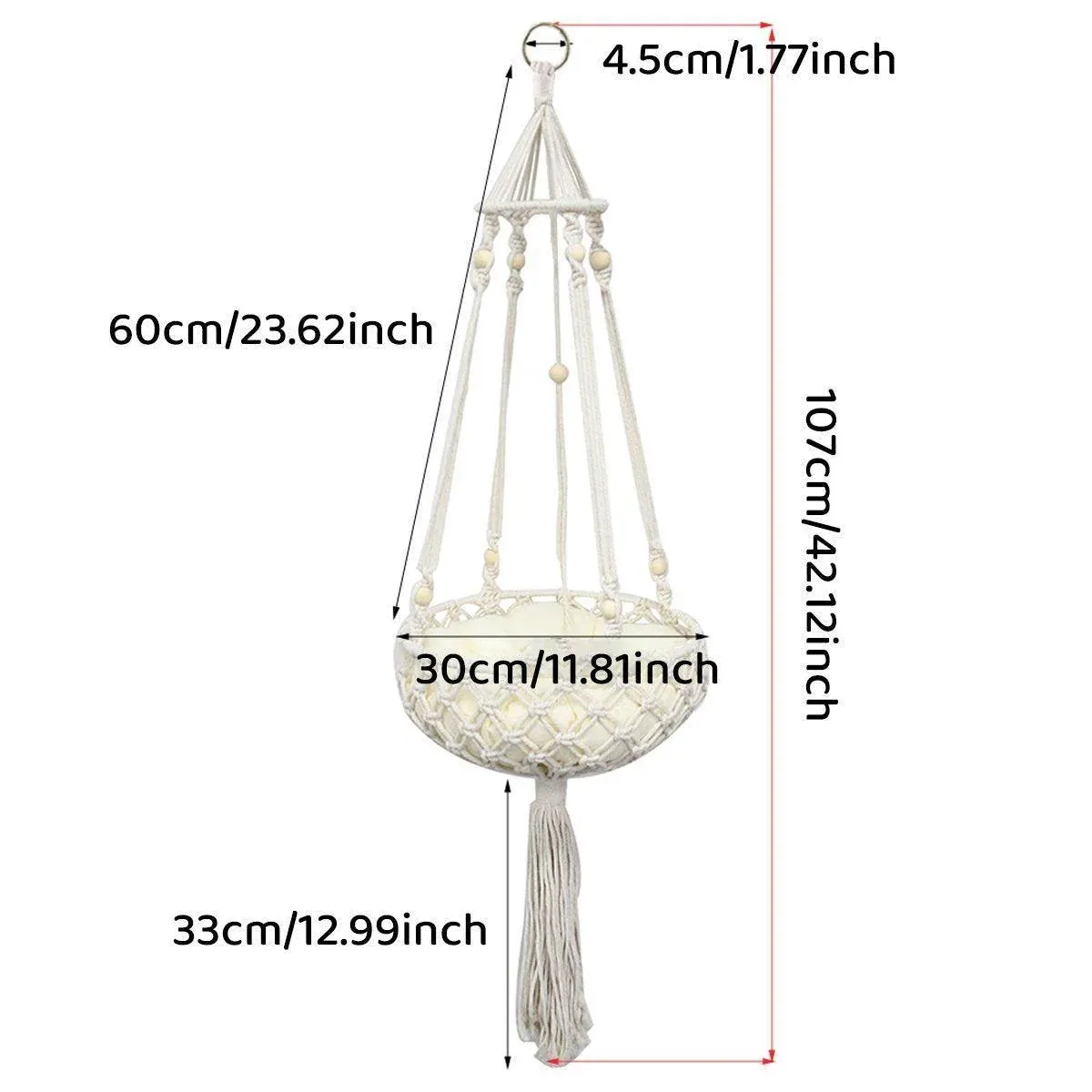 Macrame Cat Hammock Boho Style Kitty Hanging Swing Bed Pet Sleeping Bed Cat image 4