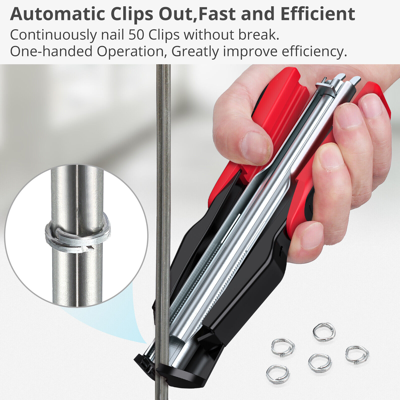Hog Ring Gun C Clip Auto Feed Nailer Pliers+2500pcs Galvanised Steel Hogring Set image 5