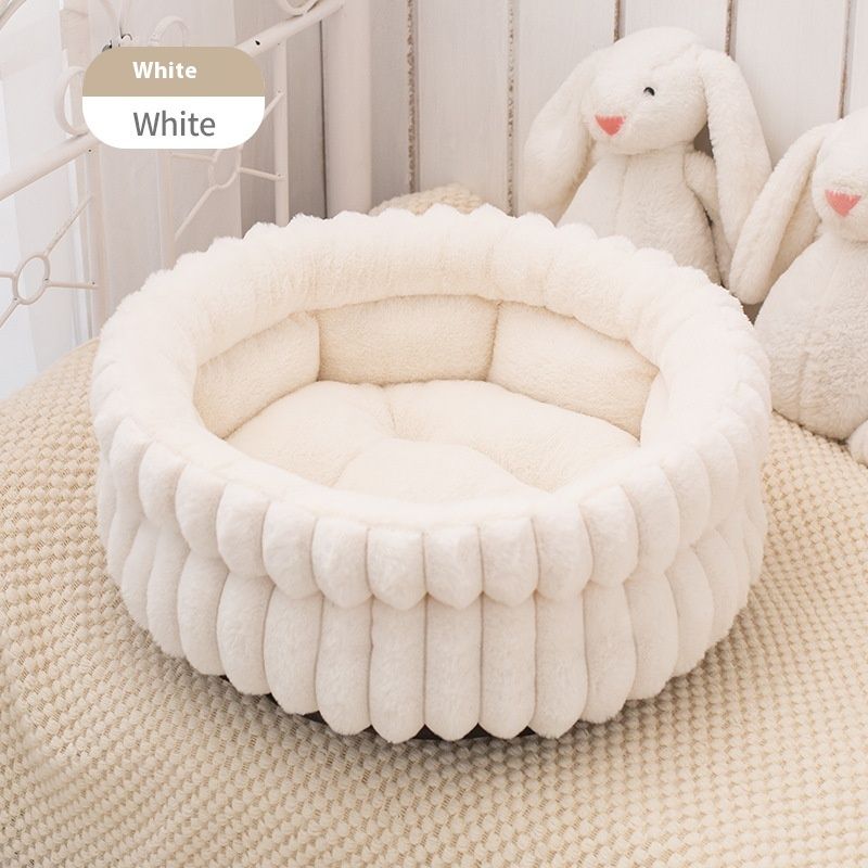 White cat bed plush cat bed image 4