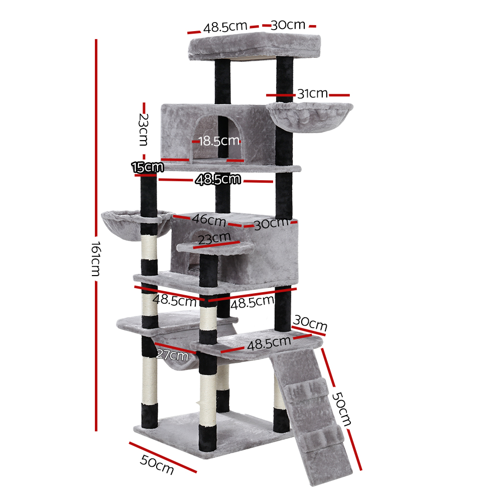 i.Pet Cat Tree 161cm Tower Scratching Post Scratcher Wood Condo House Play Bed image 2