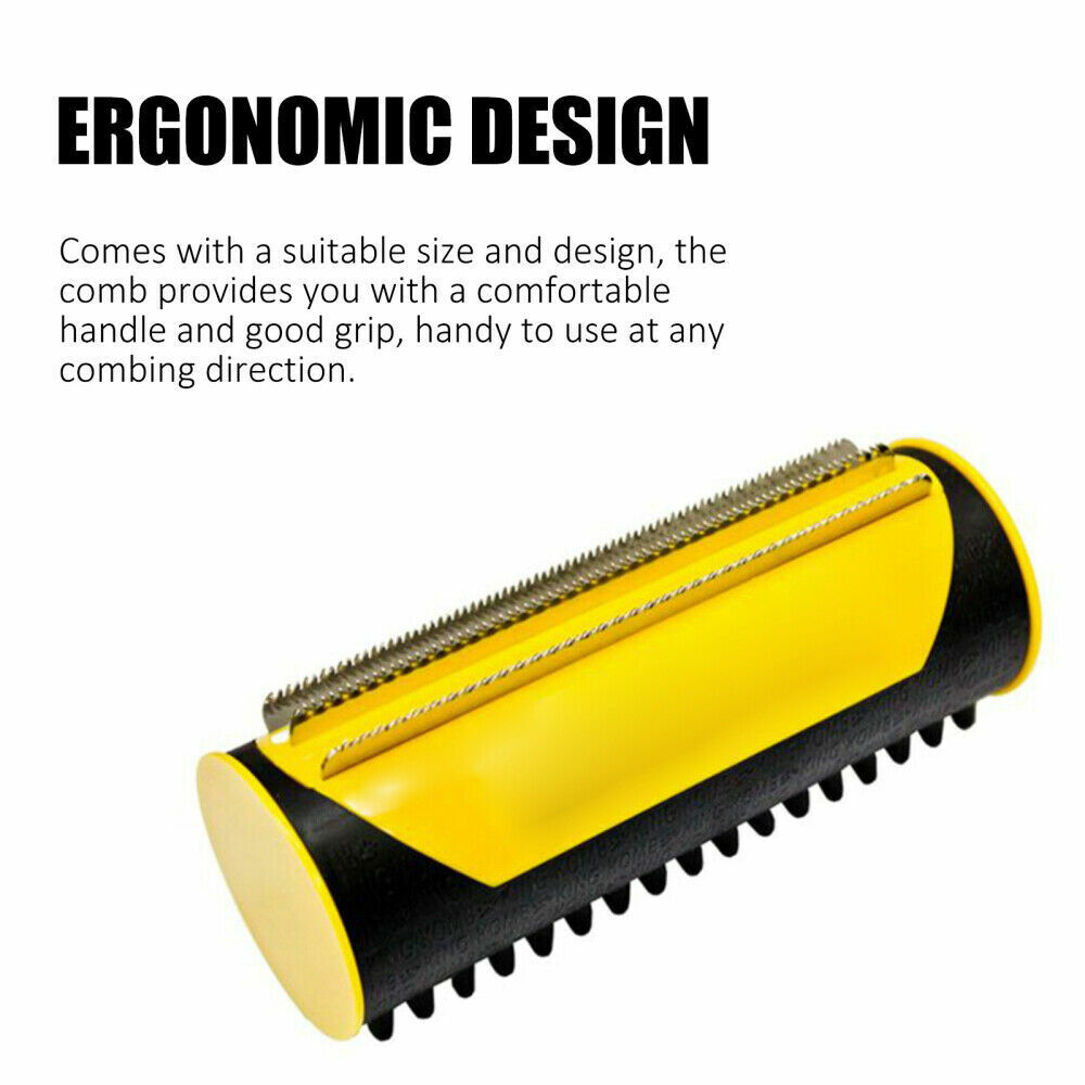 Pet Dog Cat Hair Fur Deshedding Shedding Trimmer Grooming Roll Comb Brush yellow image 7