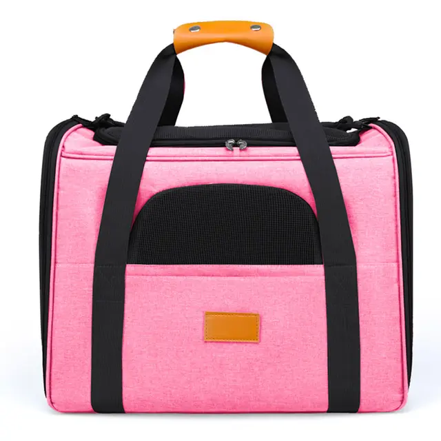 Foldable Soft-Sided Pet Carrier for Travel - Fits Cats & Small Dogs Under 6kg, Pink