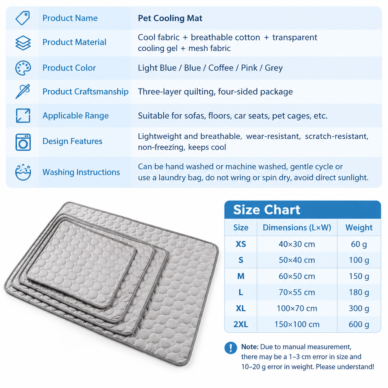 Pet Cooling Mat with Circular Quilted Pattern image 3