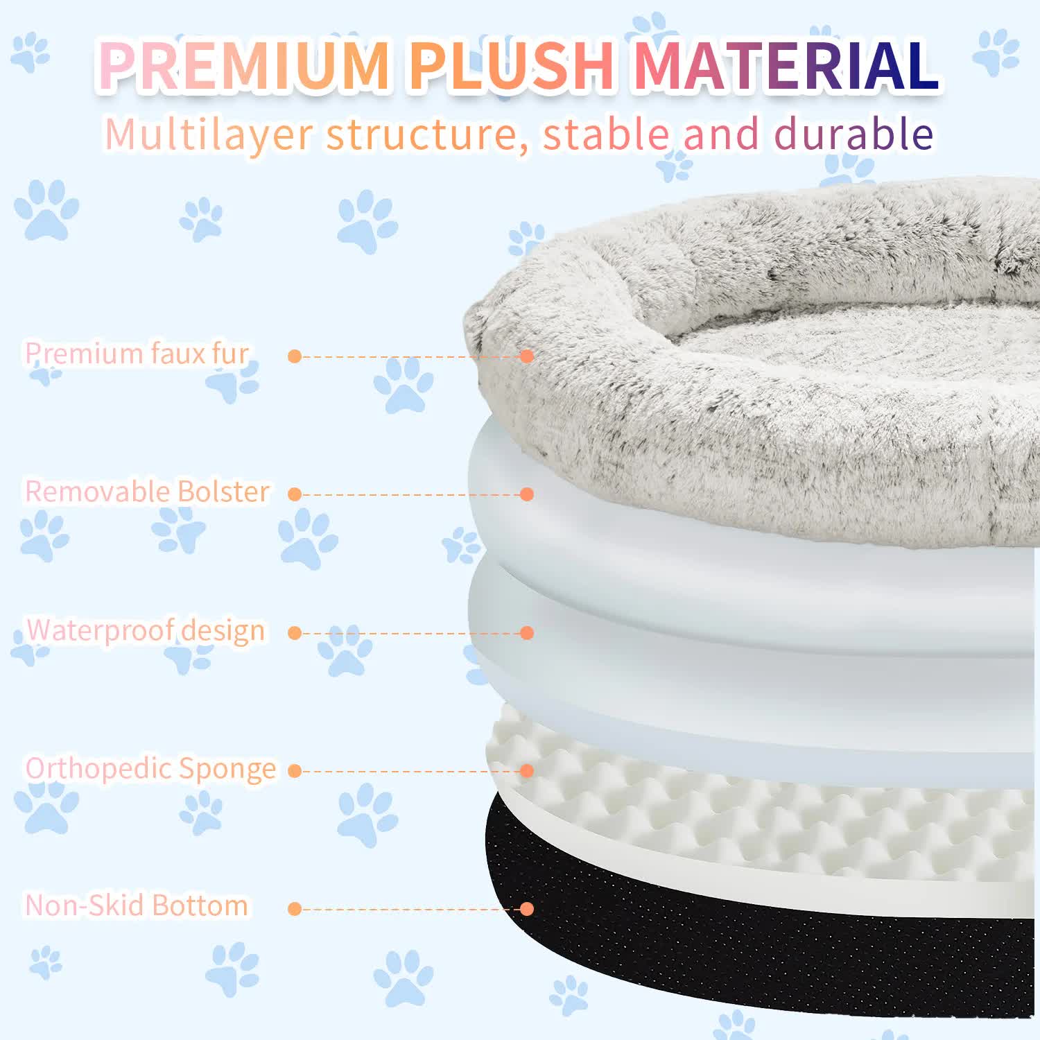 Fluffy Donut-Shaped Pet Bed- Soft, S image 2