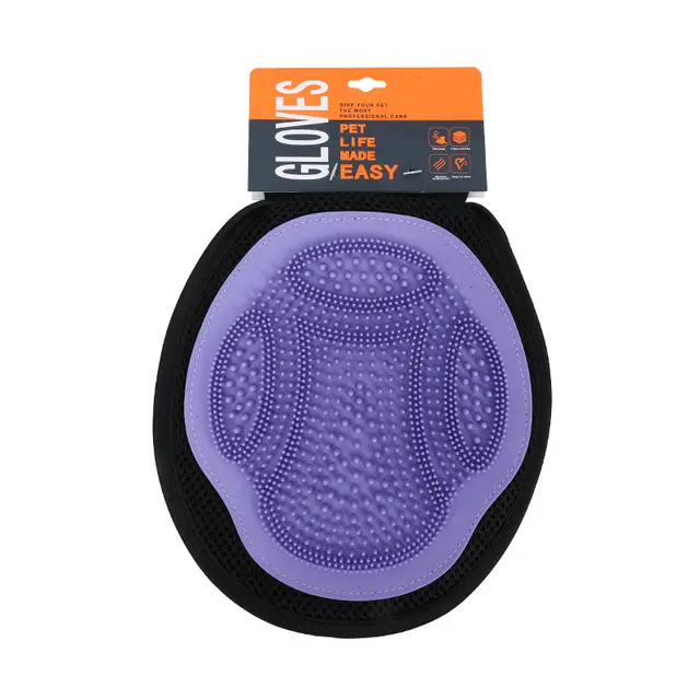 Purple 3-Pack Gentle Pet Grooming Glove - Deshedding – Breathable & Adjustable