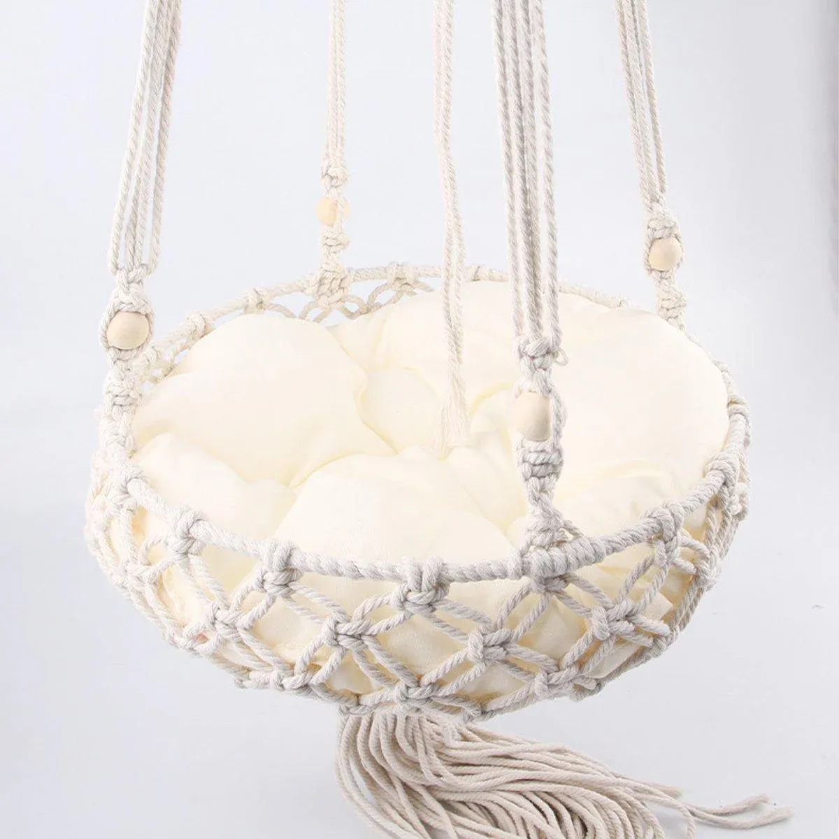 Macrame Cat Hammock Boho Style Kitty Hanging Swing Bed Pet Sleeping Bed Cat image 8