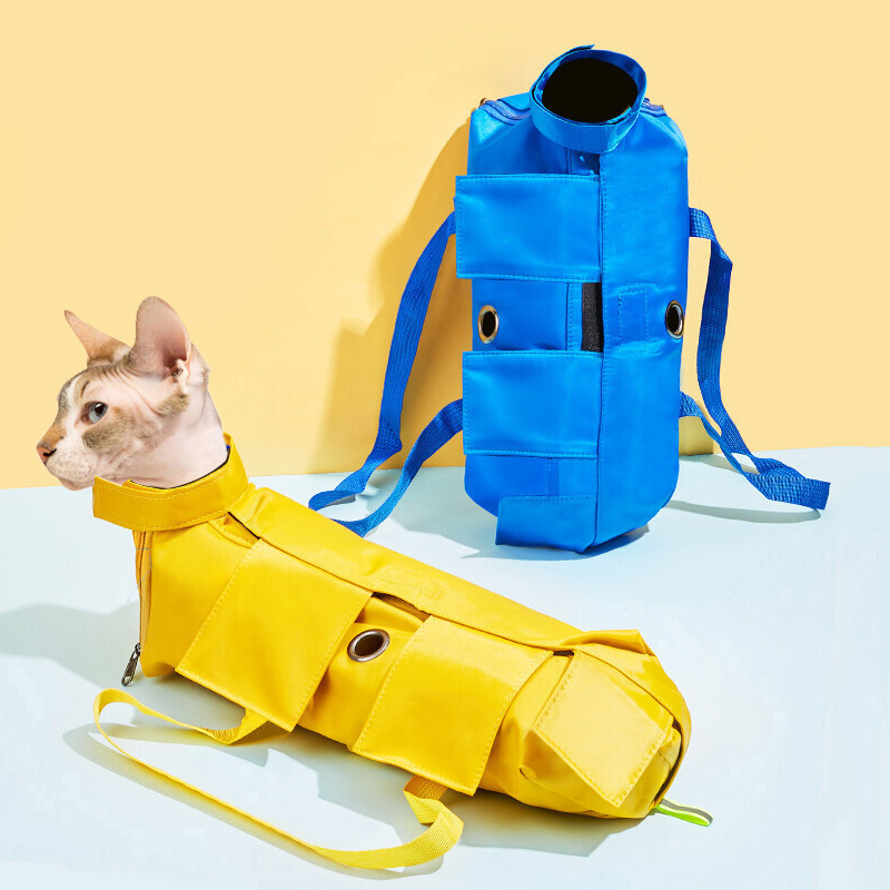 Size S Yellow Multi-Functional Cat Grooming Bag - Anti-Scratch Restraint Pouch for… image 2