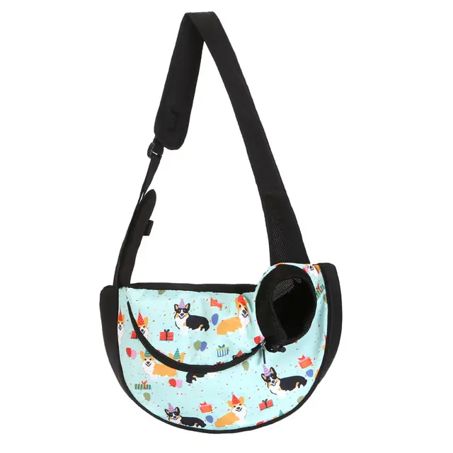 Size S Blue Dog Pattern Lightweight Single Shoulder Pet Sling Bag - Stylish Durable…