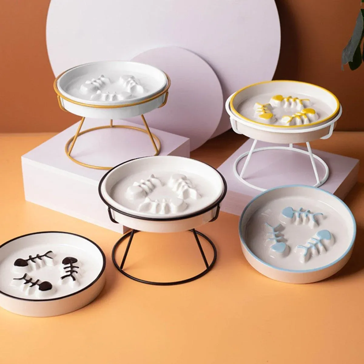 Ceramic Cat Bowl Slow Feeder Pet Food Tray for Cats and Dogs Non Slip Design - White… image 8