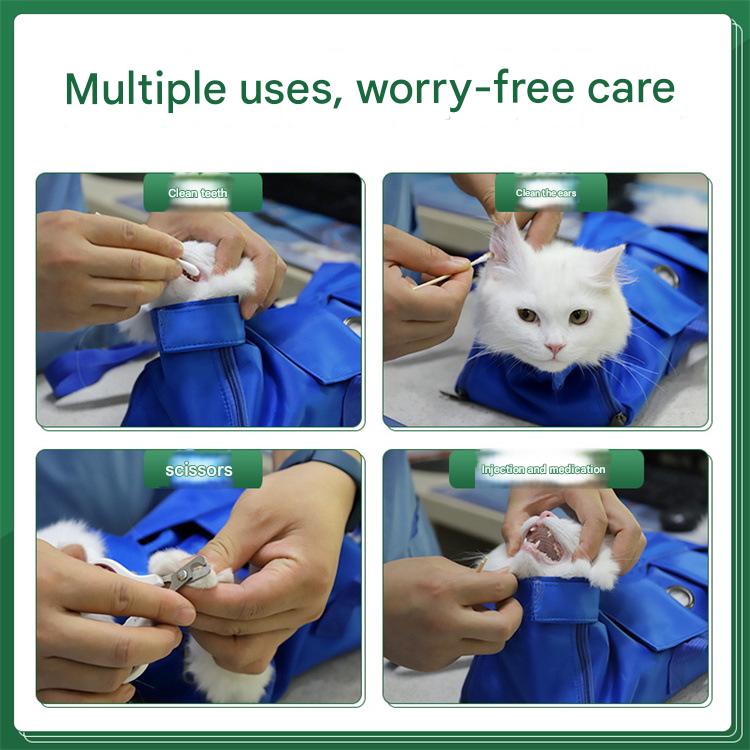 Size S Yellow Multi-Functional Cat Grooming Bag - Anti-Scratch Restraint Pouch for… image 9