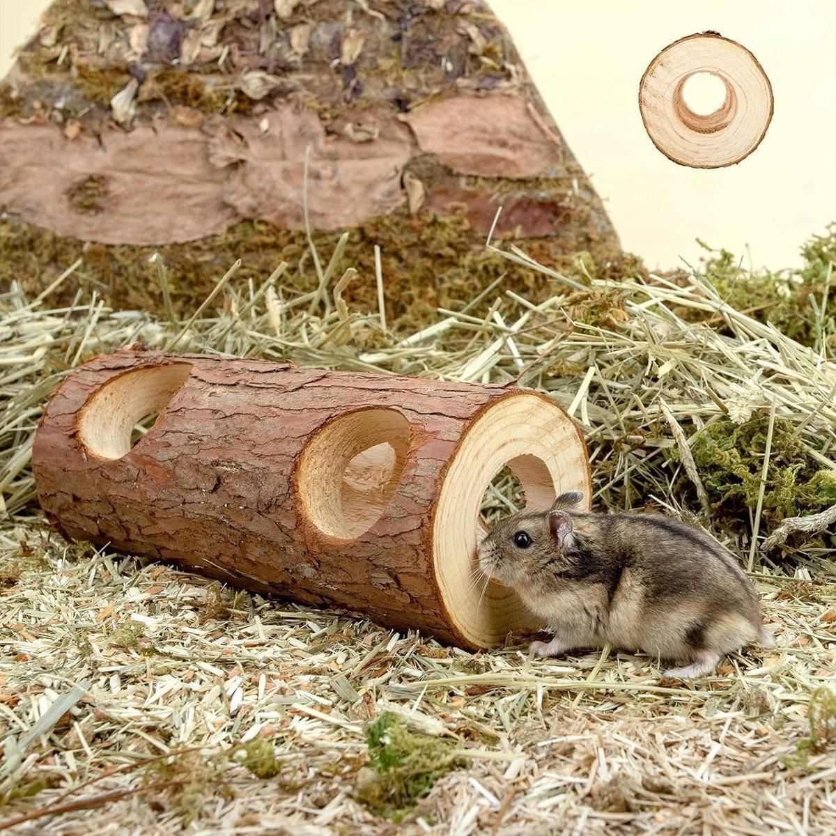 Solid Wood Hamster Pipe Rabbit Chew Toy Tree Cylinder Cross Border Pet Supplies image 7