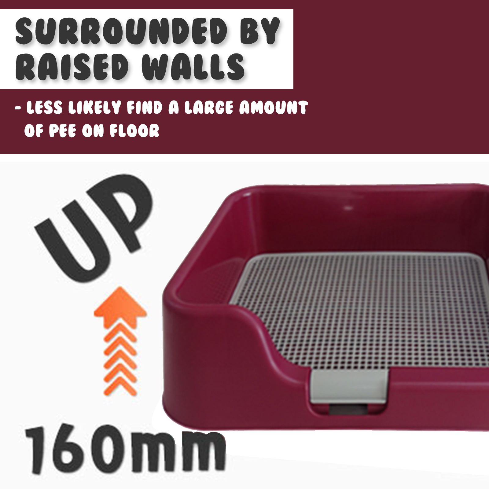 Dog Pet Potty Tray Training Toilet Raised Walls T1 WINE image 3