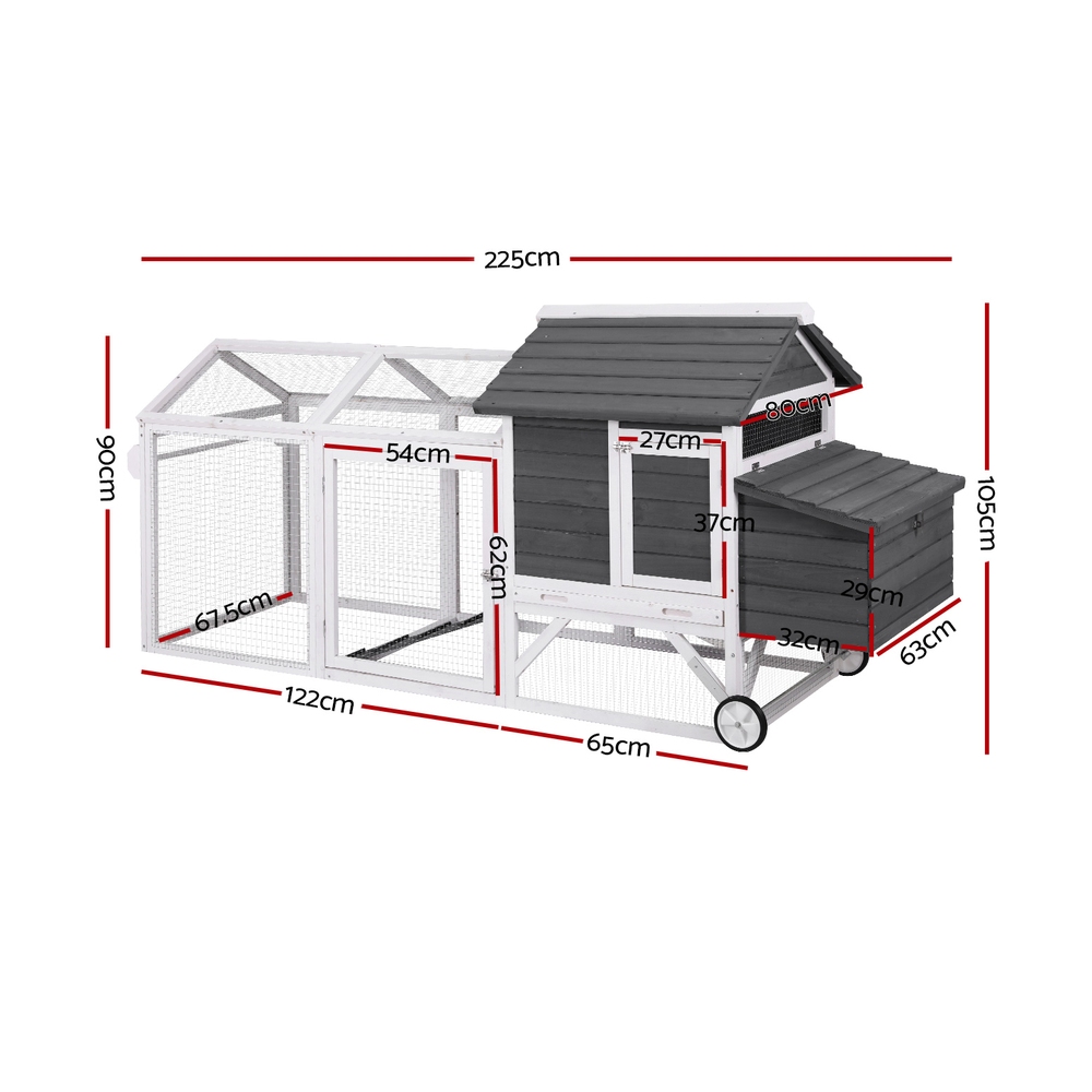 i.Pet Chicken Coop Rabbit Hutch Extra Large Wooden Run Bunny Cage House Outdoor image 2