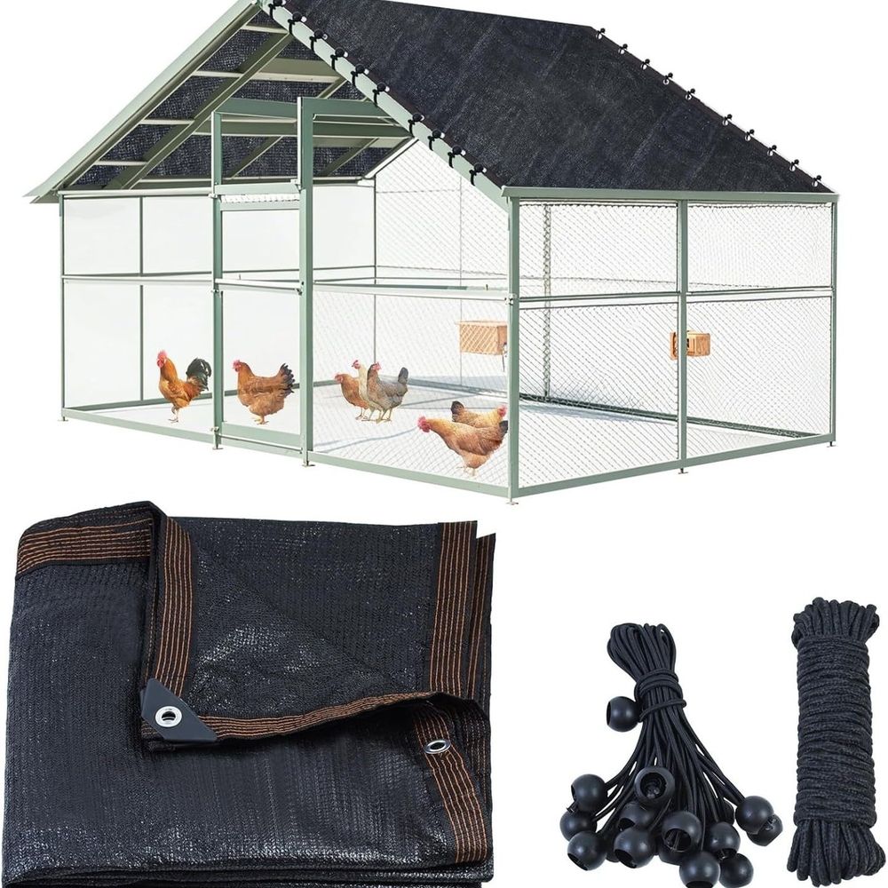 Chicken Coop Cover 90% Sunblock Shade Cloth for Poultry Cages Black Polyethylene UV…