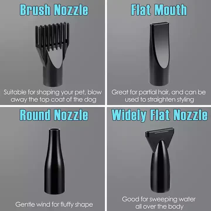 Pet Hair Dryer with Multiple Nozzles - Powerful and Quiet for Dogs and Cats, Blue image 4
