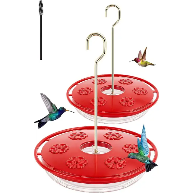 2 Pack Hummingbird Feeders for Outdoors Hanging, Red