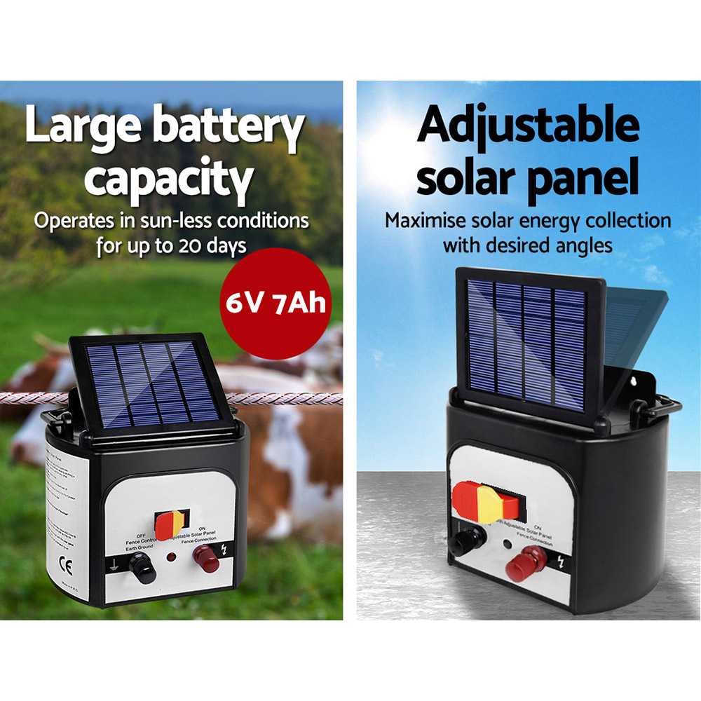 Giantz Fence Energiser 8KM Solar Powered 0.3J Electric Fencing Charger image 4