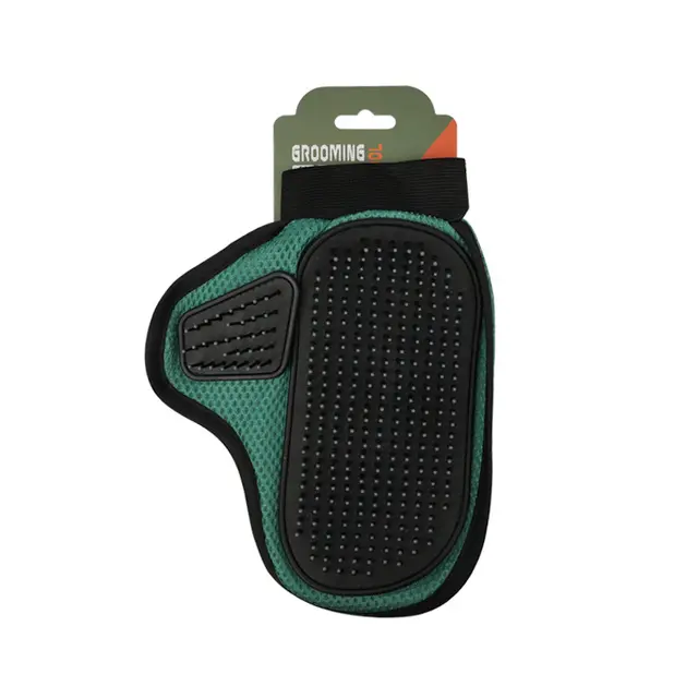 2 Pcs Green And Black Pet Grooming Glove - Gentle Deshedding & Massage Mitt for Dogs &…