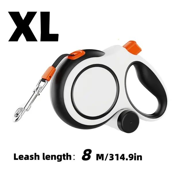 White retractable dog leash