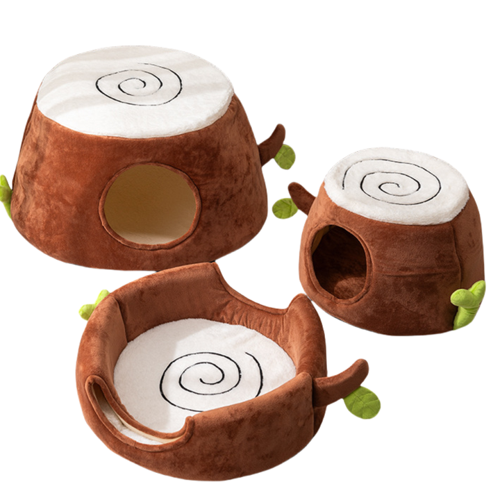 S Convertible Tree Stump Cat Bed - Foldable