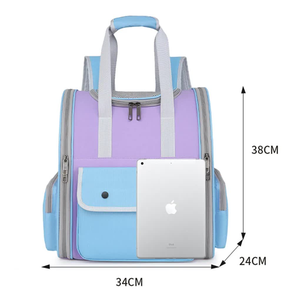 Blue And Purple Portable Pet Carrier Backpack - Spacious image 6