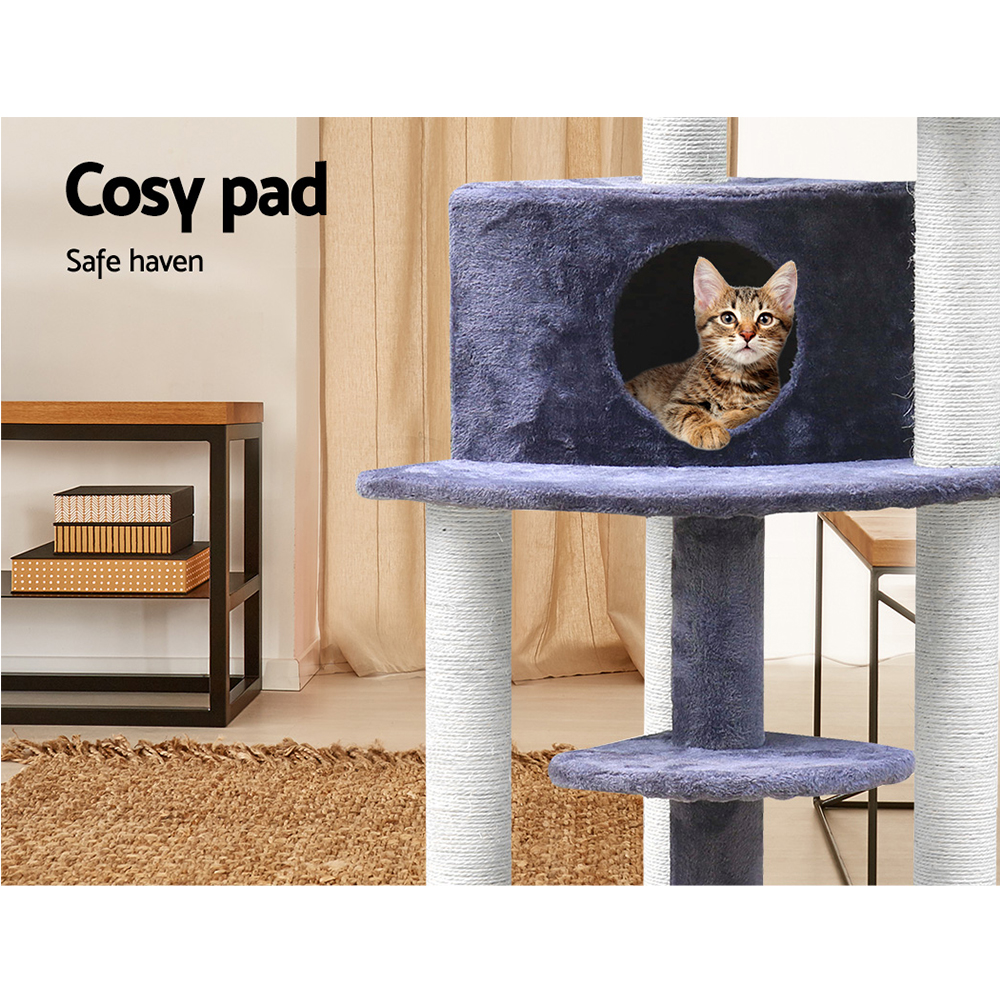 i.Pet Cat Tree 126cm Tower Scratching Post Scratcher Condo Trees House Grey image 7