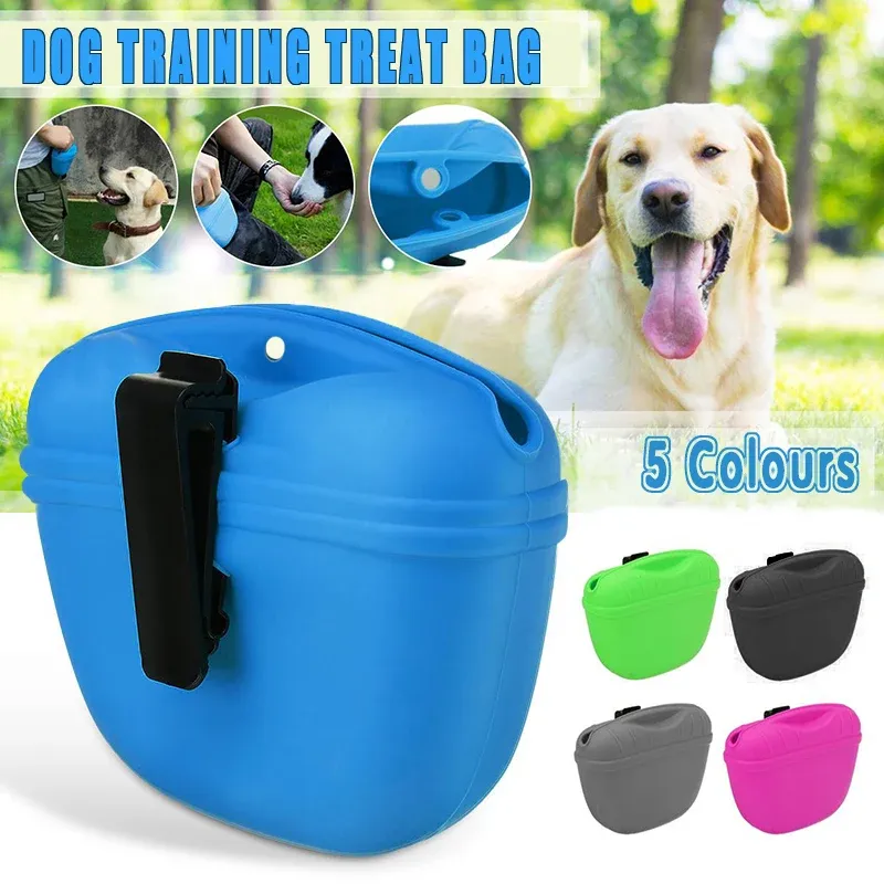 Dog Training Treat Bag Silicone Pet Pouch with Clip Waist Belt Snack Holder - Black image 2