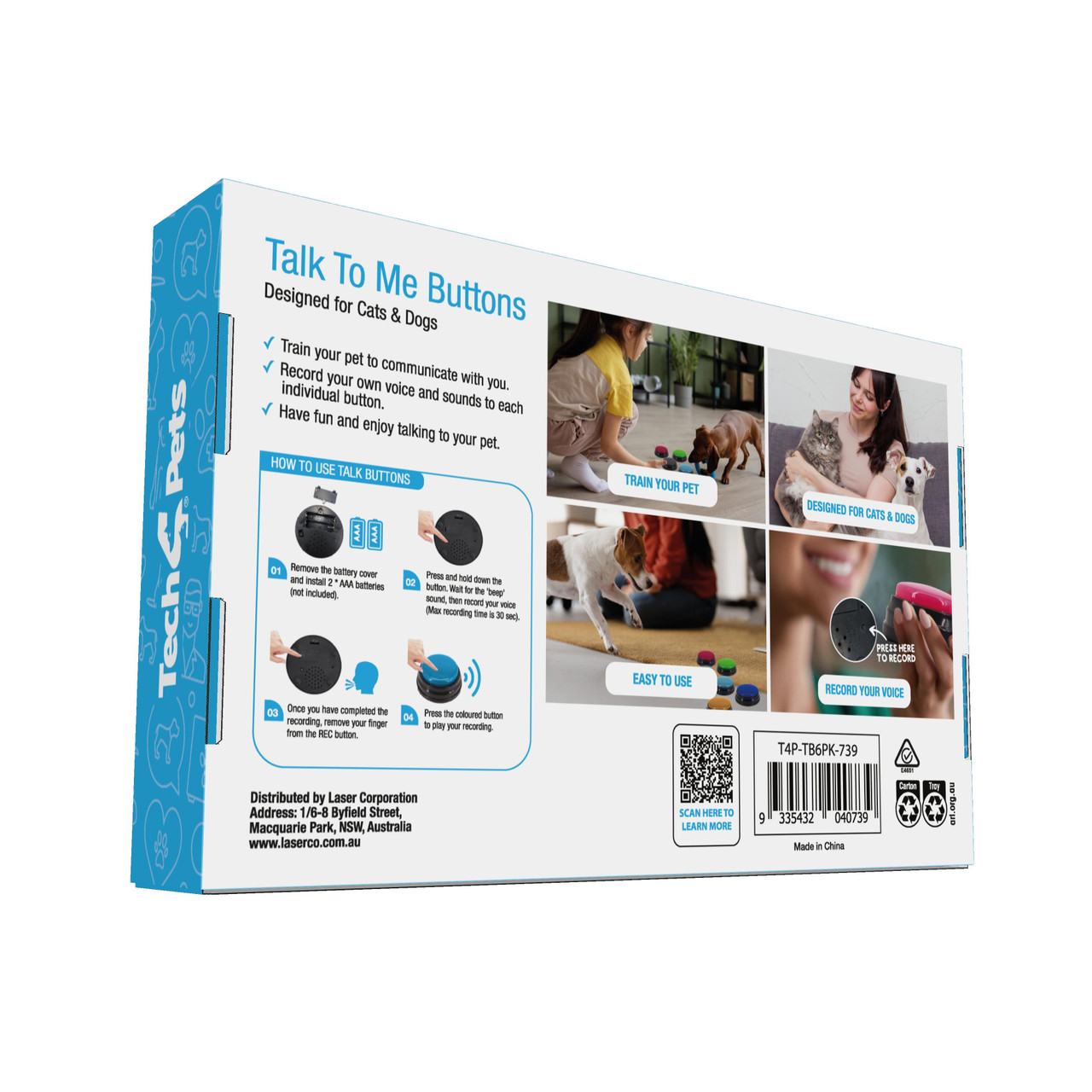Tech4Pets 6-Pack Talking Buttons for Interactive Pet Communication image 8