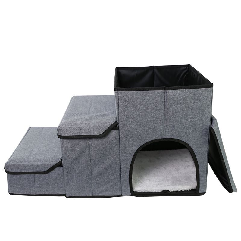 3-in-1 Pet Stairs with Built-in Pet Bed and Storage Compartments, Grey image 11
