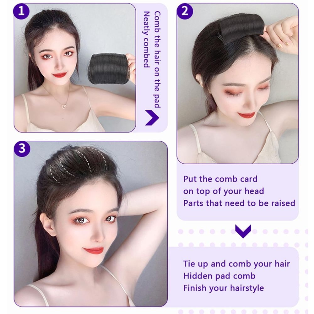 3 Pcs Invisible Fluffy Hair Pad, Dark Brown image 4