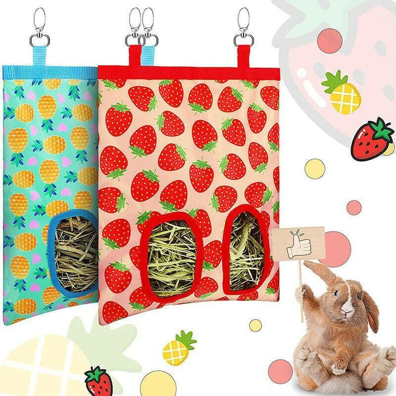 Hay Bag Guinea Pig Rabbit Feeding Bag Animal Hay Feeder Bag Hanging Feeder - Yellow image 6