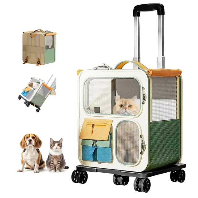 Cat Carrier with Wheels, Green