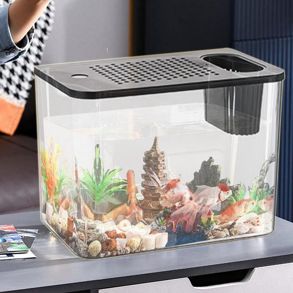 Fish Tank Aquarium Transparent Desktop Tank Turtle Aquarium Small Aquariums Decorative… image 5