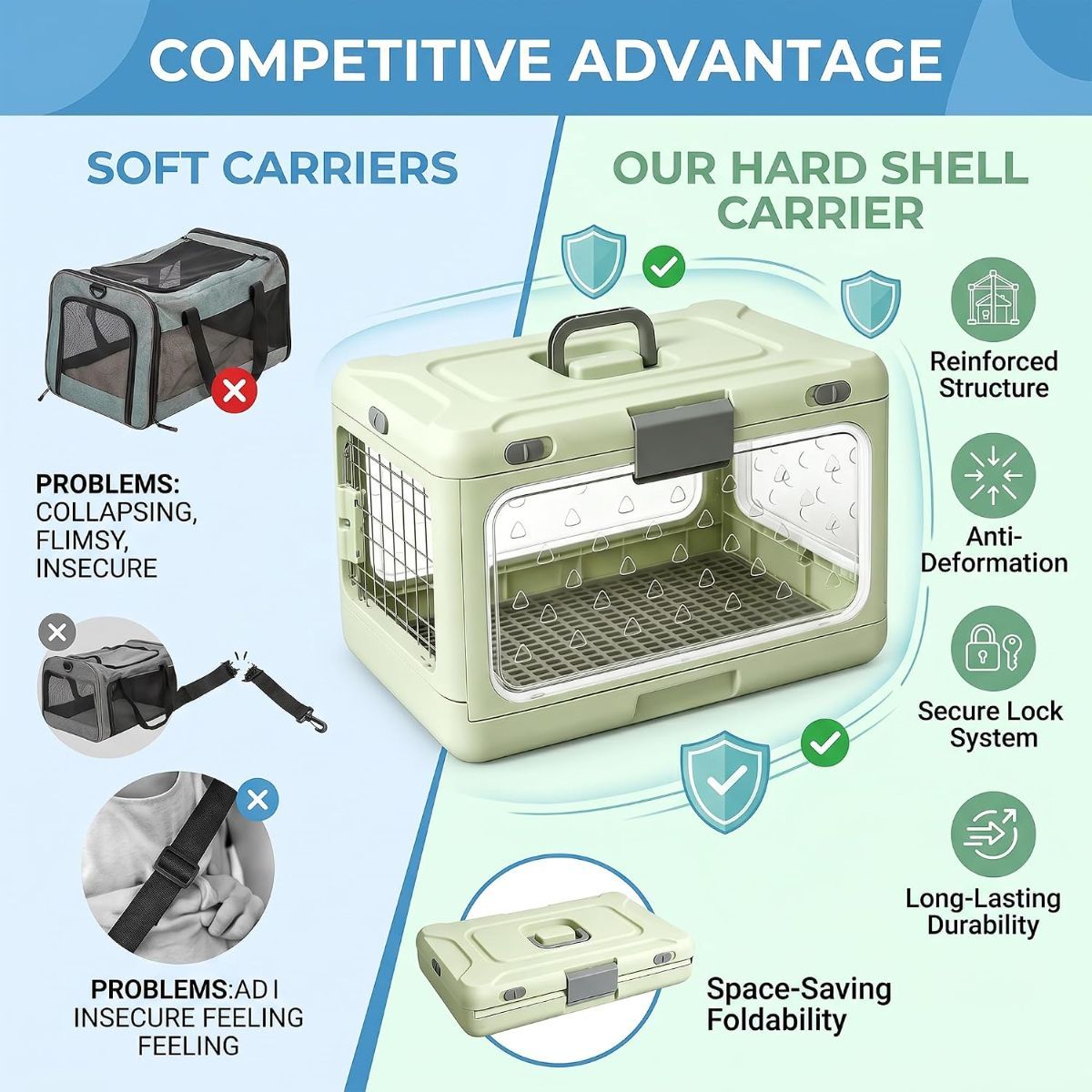 Foldable Hard Cat Carrier – Portable Travel cage, 20 image 8