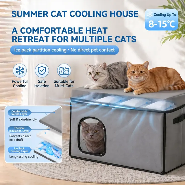 Foldable Multi-Pet Cooling House for Summer