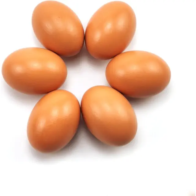 6 PCS Wooden Fake Eggs Dummy Eggs for Nesting Box, Help Laying Hen Poultry Nesting Tool